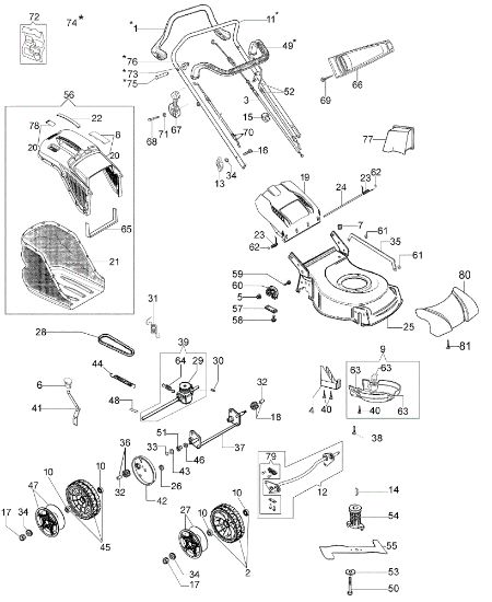 Complete illustrated parts list LR 48 TBX COMFORT PLUS EURO 5 Lawnmower