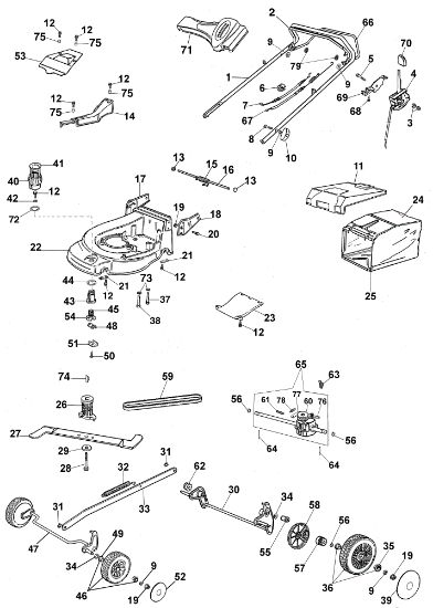 Illustrated parts list AR 53 TBX Lawnmower