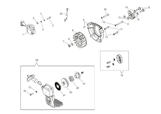 Starter assy and clutch DSH 250 S Brushcutter