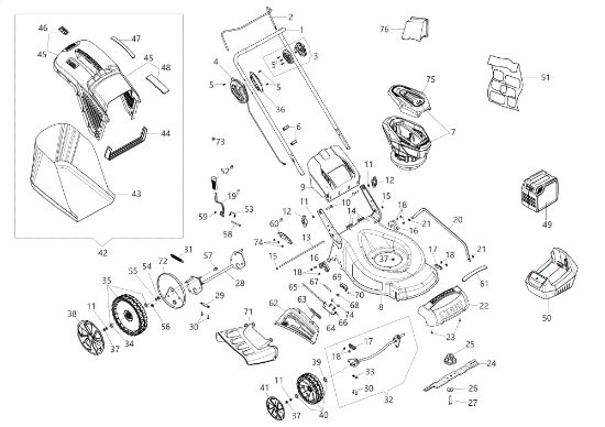 Complete illustrated parts list LRi 48 P Lawnmower