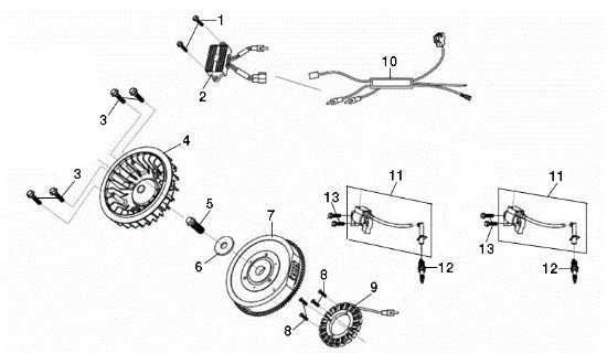 Flywheel and coil EF 92/24 KH (K2400AVD TWIN) Cat.2021 Garden tractor