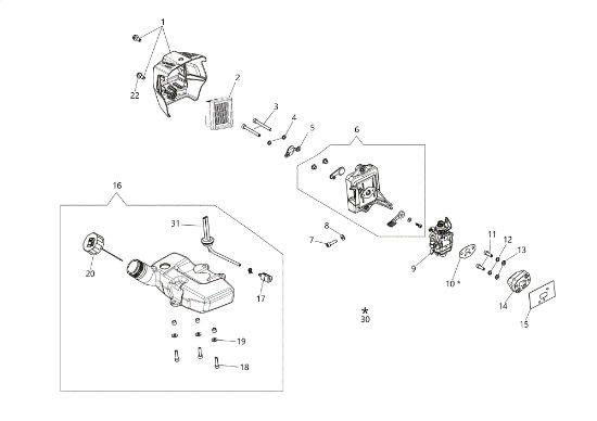 Tank and air filter Unità motore DSH 2500 D Power unit DSH 2500 D
