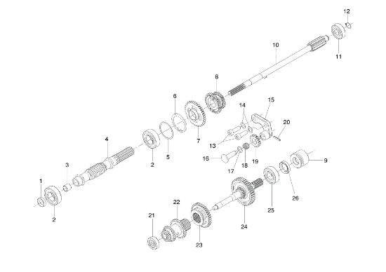 Speed gears of the gearbox 405 S Rotary cultivator