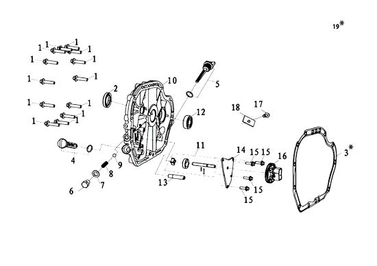Crankcase cover MOTORE K9000 HD (Diesel) Engine
