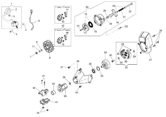 Starter assy and clutch PTX 2750 Application (Pole pruner)