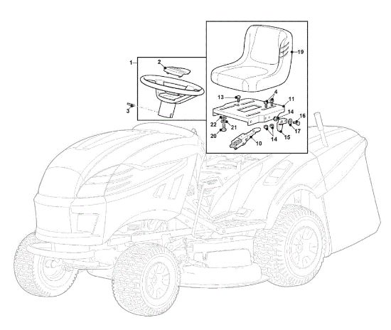 Seat and steering wheel GLX 20-92 H2 Garden tractor