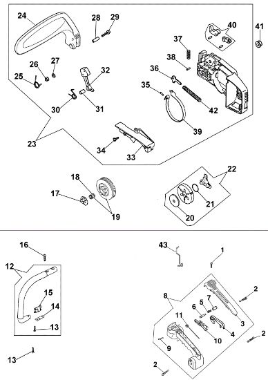 Clutch assy and handles 132 S Chainsaw