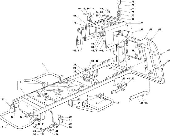 Frame assembly EF 92C/13,5H Cat.2003 Garden tractor