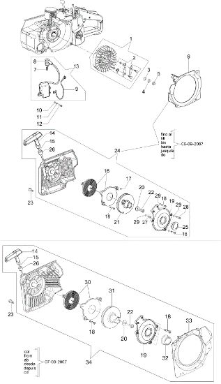 Starter assy TT 163 Power cutter