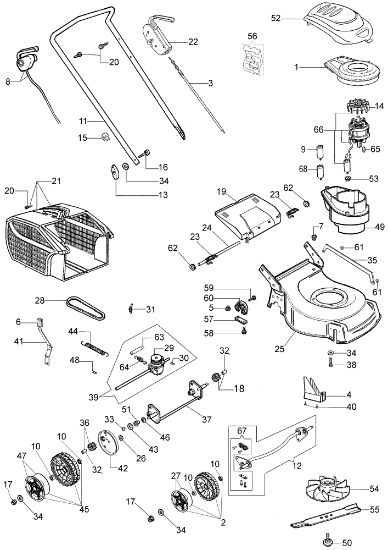 Complete illustrated parts list (From January 2012) LR 48 TE Electric lawnmower