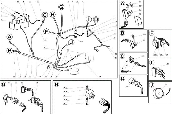 Electrical parts EF 104JH/20H Cat.2005 Garden tractor