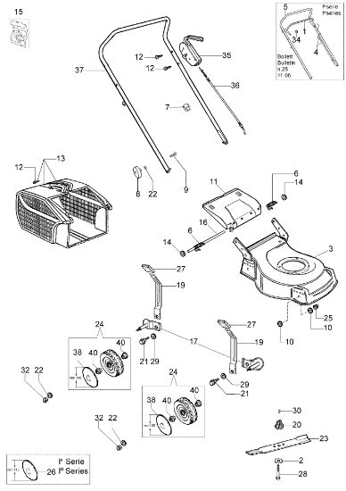 Illustrated parts list LR 44 P Lawnmower