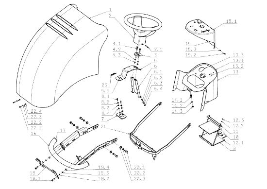 Hood (2/2) EF 104J/20H Cat.2006-2007 Garden tractor