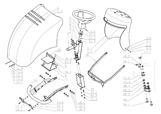 Hood (2/2) EF 124J/22H Cat.2006-2007 Garden tractor