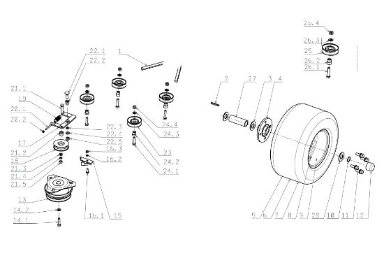 Rear axle EF 104JH/16H Cat.2006-2007 Garden tractor