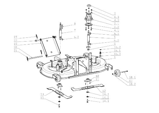 Mowing system (1/3) EF 104J/17,5H Cat.2006-2007 Garden tractor