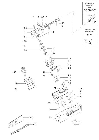 Illustrated parts list EP 120 Pruner attachment