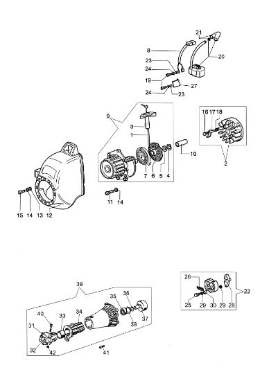 Starter assy and clutch STARK 25 D Brushcutter