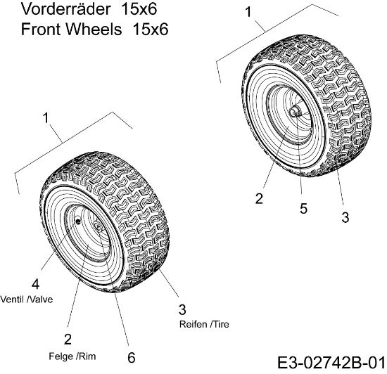 Front wheels FORMULA 108/15,5 H Cat.2007 Garden tractor