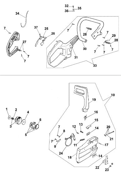 Handle and brake 141 Chainsaw