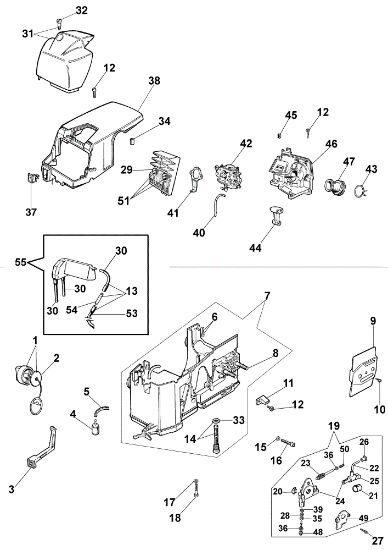Tank and air filter 142 Chainsaw