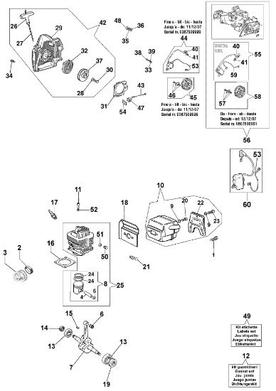 Starter assy and engine 162 Chainsaw