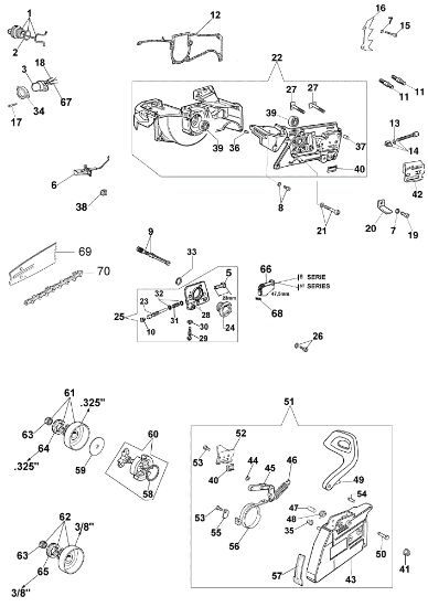 Crankcase and brake 162 Chainsaw