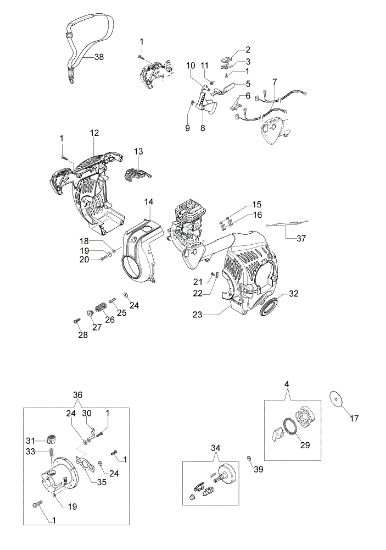 Engine case and clutch Power unit