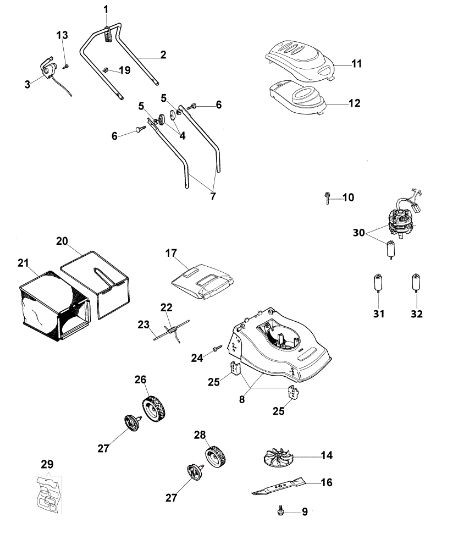Complete illustrated parts list PR 40 S Electric lawnmower