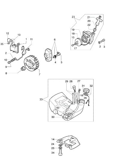 Starter assy and fuel tank 8250 R Brushcutter