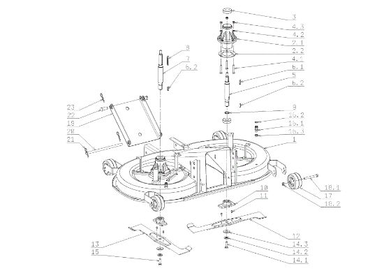 Pre-painted deck assembly (1/2) EF 105J/15,5H Cat.2009 Garden tractor