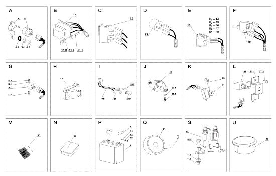 Electric parts (2/2) EF 105J/15,5H Cat.2009 Garden tractor