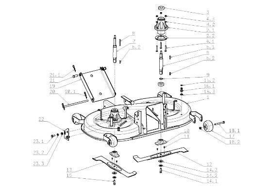 Pre-painted deck assembly (1/2) EF 104J/21 Intek 2009 Garden tractor (Only for the German market)