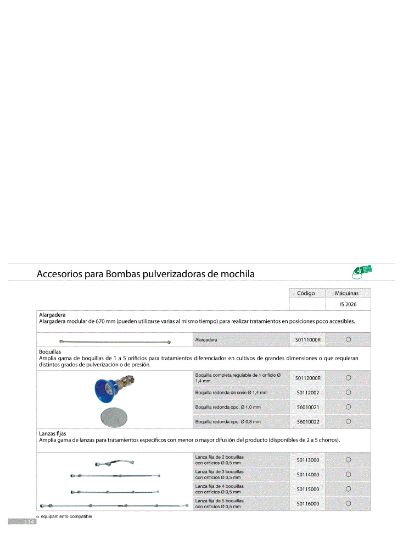  Accesorios para pulverizadores