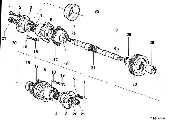 Axle KAM 4 (Fino/Until 2009) Rotary cultivator