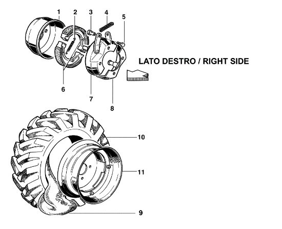 Brakes and wheels KAM 4 (Fino/Until 2009) Rotary cultivator