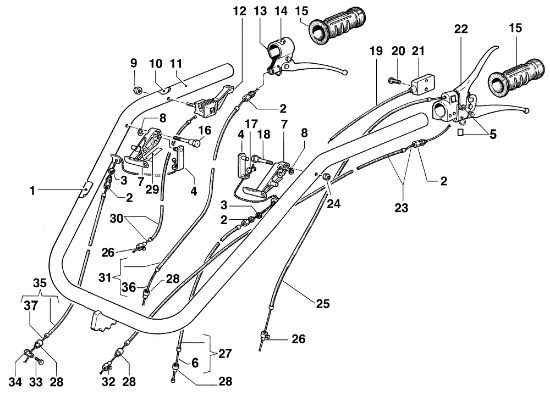 Handlebars and controls KAM 4 (Fino/Until 2009) Rotary cultivator