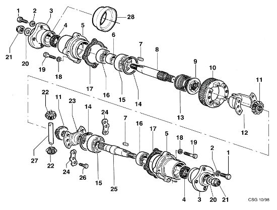 Axle with differential KAM 5 (Fino/Until 2009) Rotary cultivator