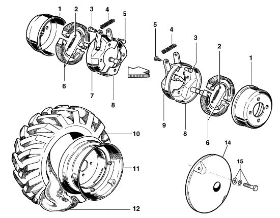 Brakes and wheels KAM 5 (Fino/Until 2009) Rotary cultivator