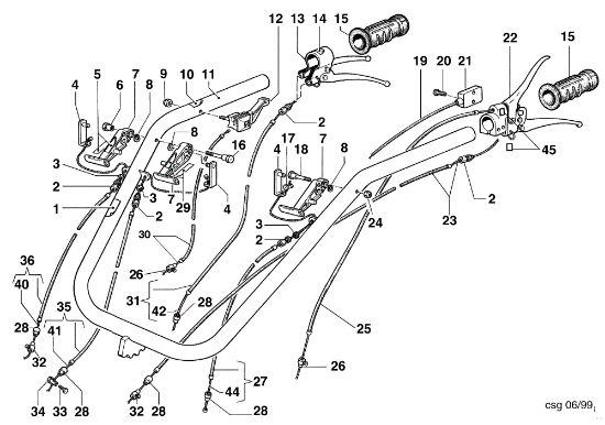 Handlebars and controls KAM 5 (Fino/Until 2009) Rotary cultivator