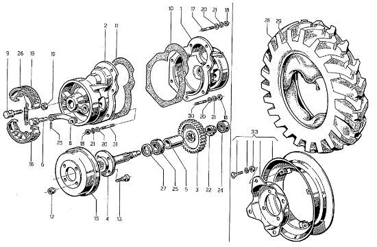 Brakes and wheels (MTC 800) 700-800 Rotary cultivator