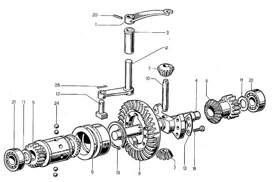 Axle with differential (MTC 700) 700-800 Rotary cultivator