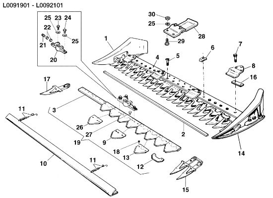 Middle fingers cutter bar L0091901/L0092101 BRIK 1 (Fino/Until 2009) Rotary cultivator