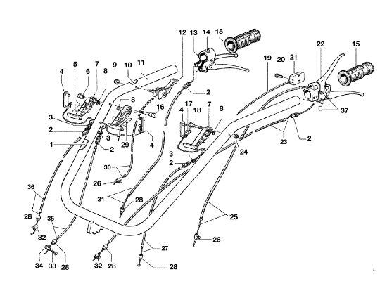 Handlebars and controls KAM 5 HF Rotary cultivator