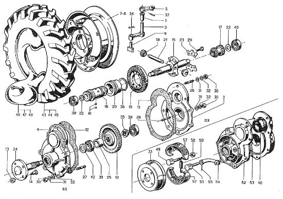 Brakes and wheels 600 Rotary cultivator