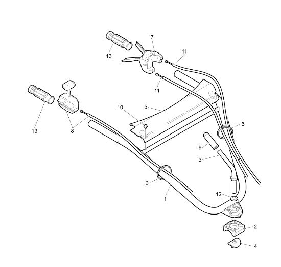 Handle-bar and control box 122 Rotary tiller