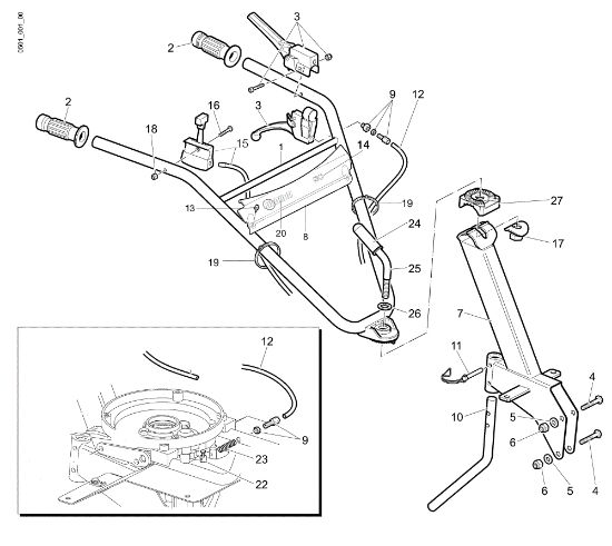 Handlebars and controls 110 Rotary tiller