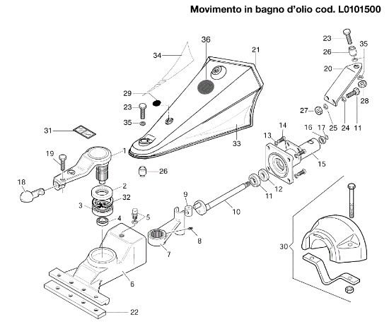 Oil bath movement L0101500 MAK 16 (Fino/Until 2012) Rotary cultivator