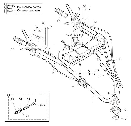 Handle-bar and control box NTS 50 Flail mowers