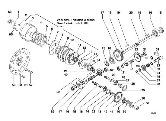 Clutch and speed gears BRIK 1 Reversibile (Fino/Until 2009) Mower